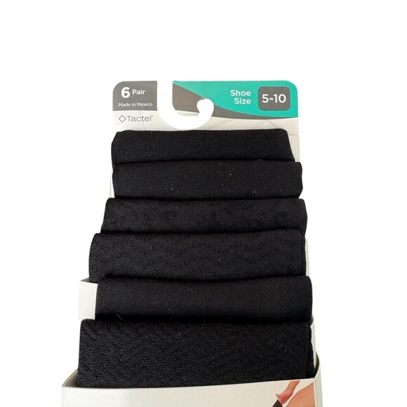 Peds Ladies Trouser Socks 6 Pair Shoe Size 5-10 Solid Pattern Non Binding Black - Picture 3 of 6